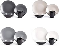 Vista 57 de Colors Life juego de vajilla, exterior negro brillante con interior de color mate