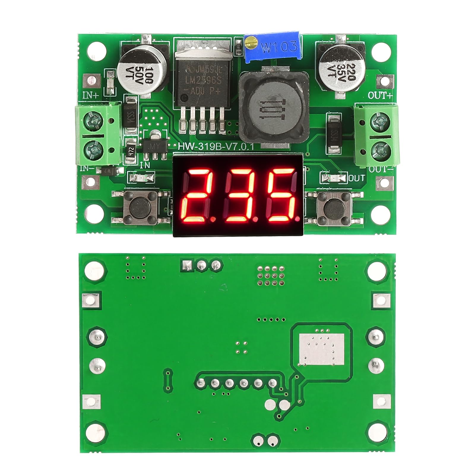 HENGBIRD 2 sztuki regulowanego zasilacza DC Step Down, regulator napięcia DC z woltomierzem LED, 4-40 V na 1,25-37 V, stabilny 2 A, maks. 3 A, do samochodów Arduino LED
