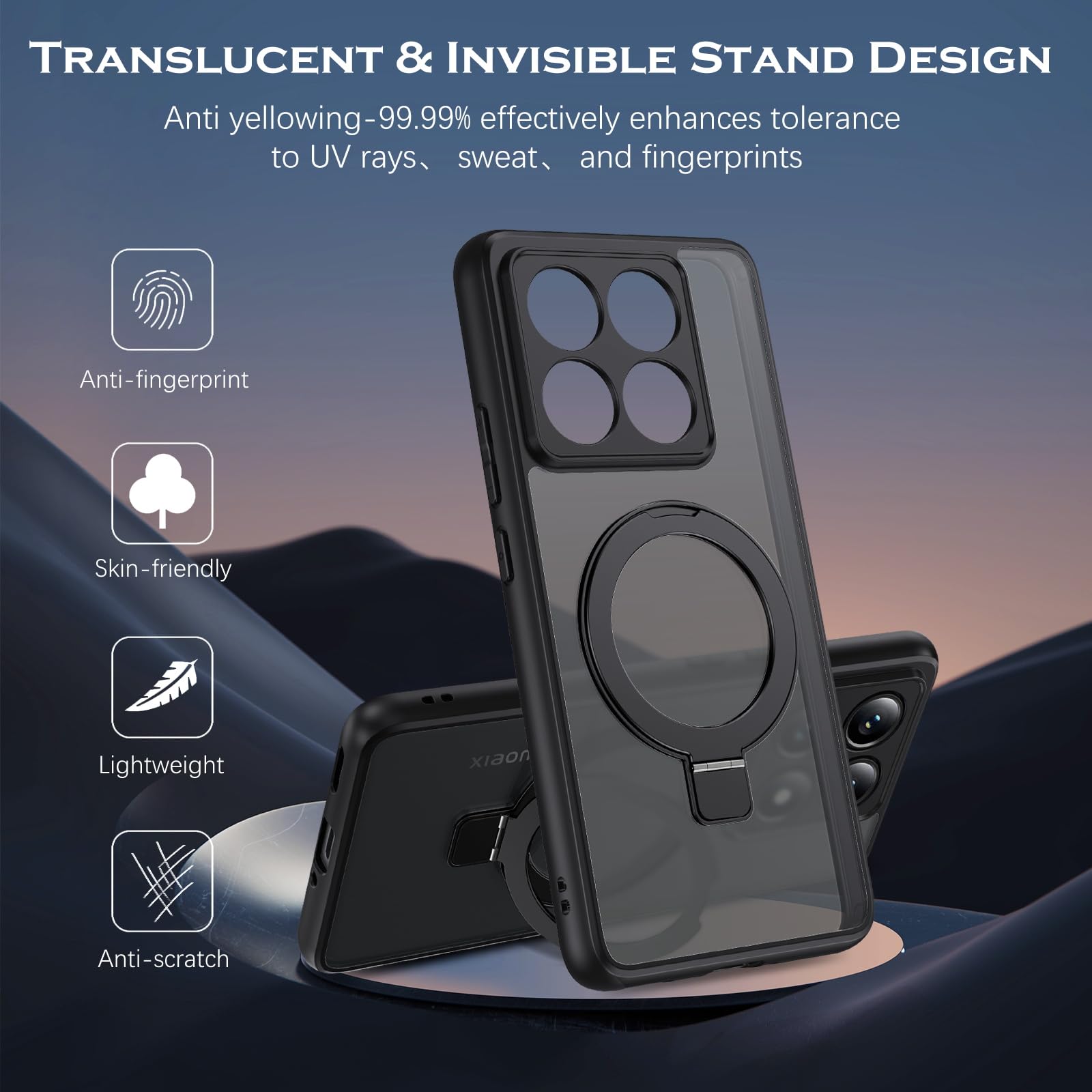 Xiltlly Magnetica Cover per Xiaomi 14T Pro, Compatibile con MagSafe, Traslucido Opaco Custodia Antiurto Protettiva per Telefono Cellulare AntiGraffio Case per Xiaomi 14T Pro 6.67 Pollici, Nero