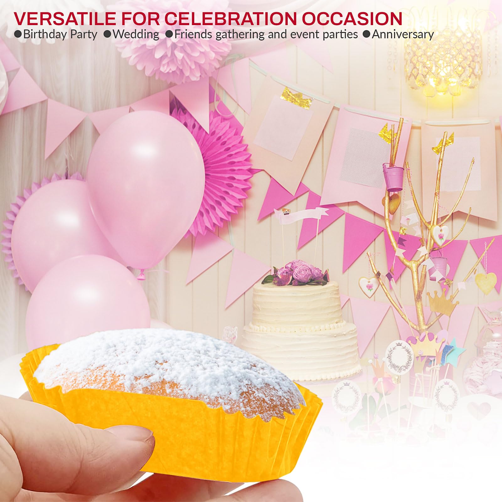 Fodera ovale da 1000 pezzi per pane per cottura, carta da parchment utilizzabile per muffin per cupcake (giallo, L)