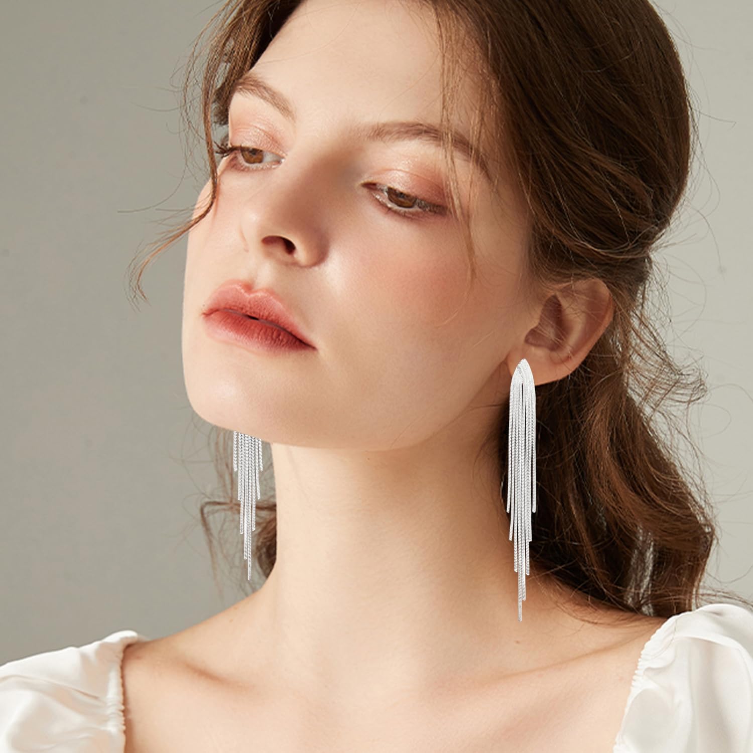 Long Tassel Earrings for Women Gold Dangle Earrings Metal Chain Gold Statement Earrings, Punk Long Threader Earrings for Wedding Bridesmaid Prom Party - Image 4