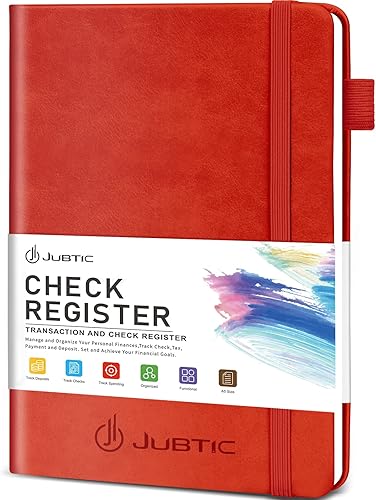 JUBTIC Registros de cheques para chequera personal, registro de chequera con tarjeta de débito y registros de transacciones para uso laboral,