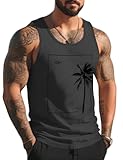 Mens Tank Tops Summer Beach Vacation Sleeveless Shirts Casual Palm Graphic Muscle Gym Workout Tank Top