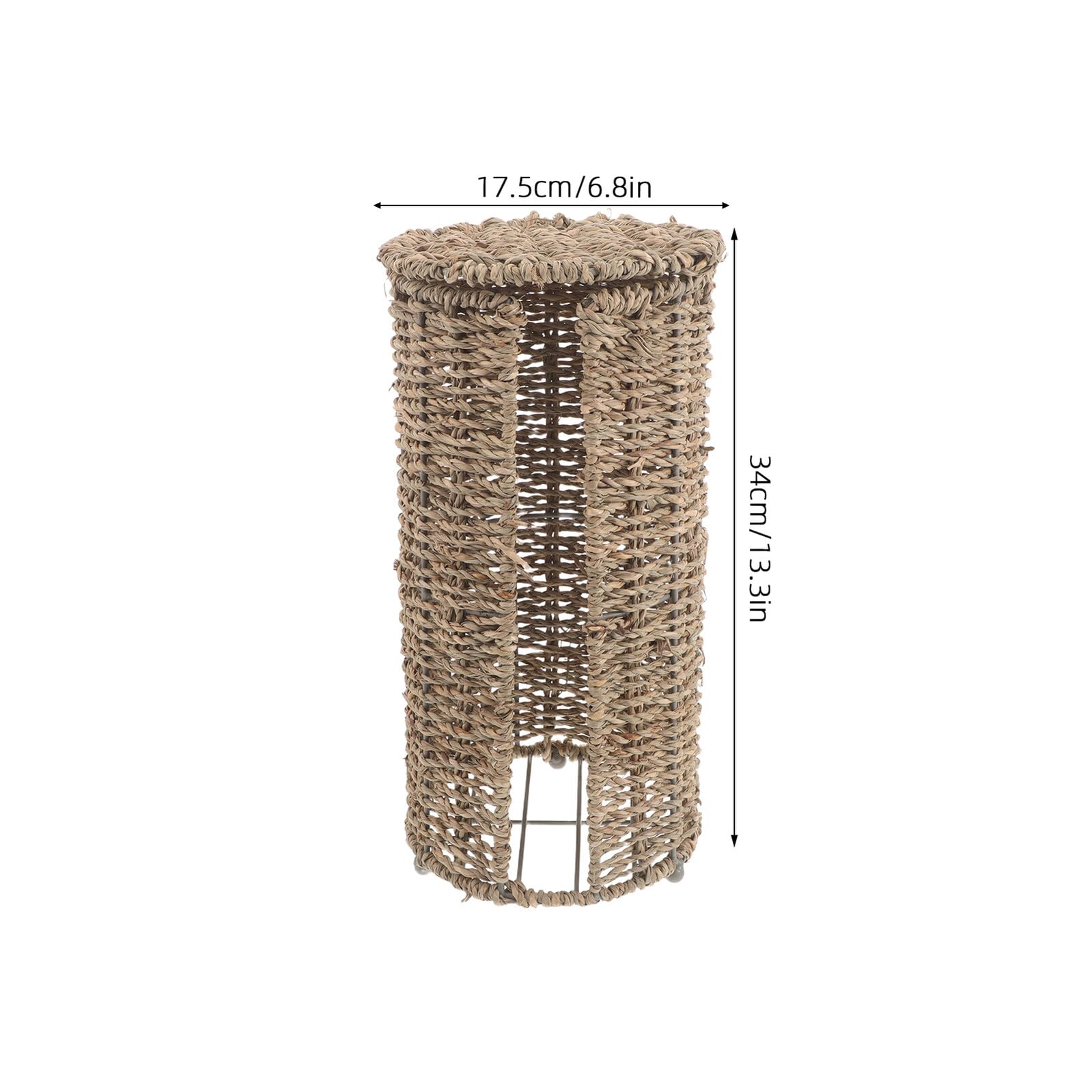 Cesta para Portarrollos de Papel Higiénico de Ratán con Tapa | Hierro y Ratán, Forma de Cesta, Ligera y Compacta, Estilo Boho, Minimalista y Elegante para Baño