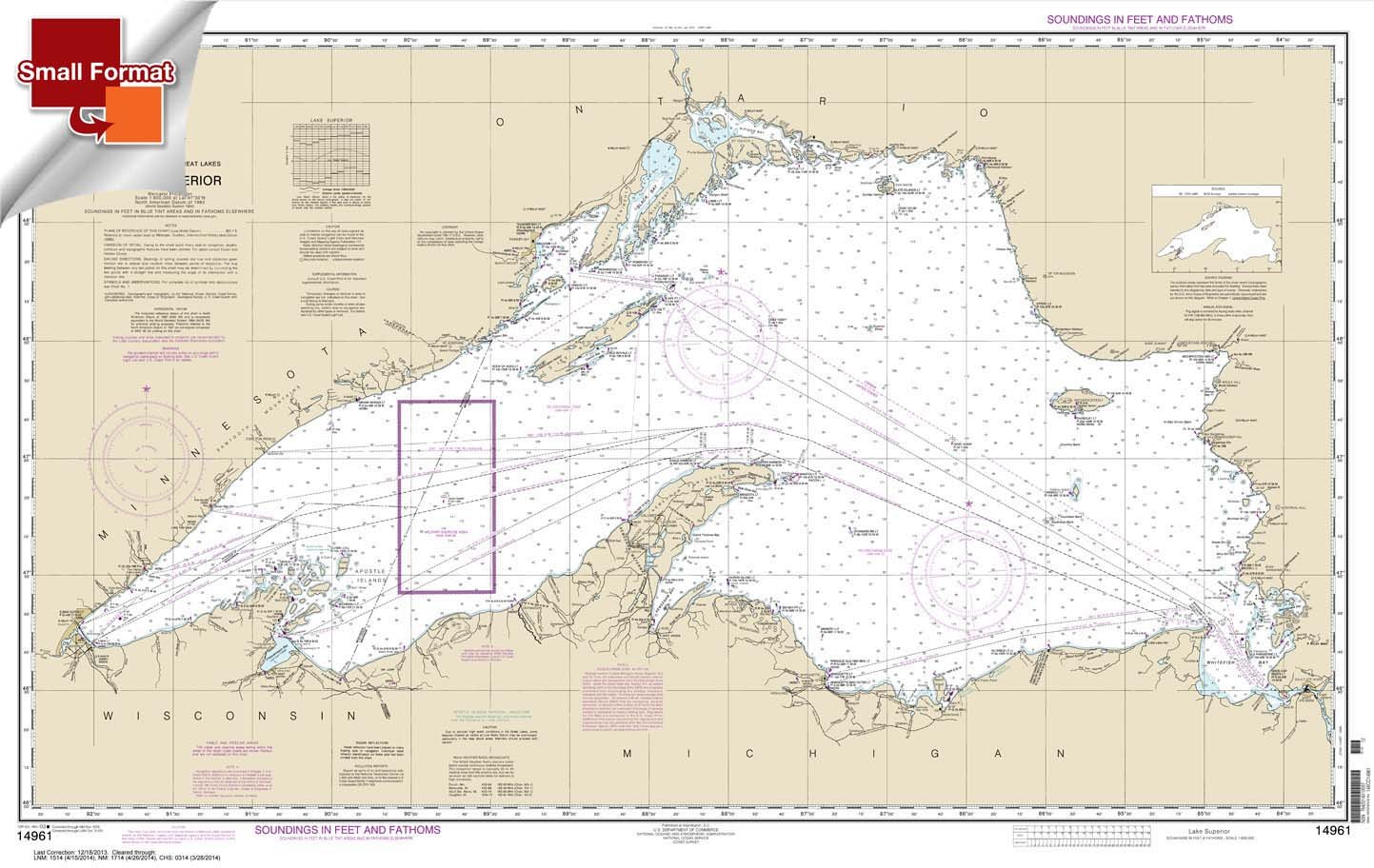 Paradise Cay Publications, Inc. NOAA Chart 14961: Lake Superior (Mercator Projection) 21.00 x 33.17 (Small Format Waterproof)