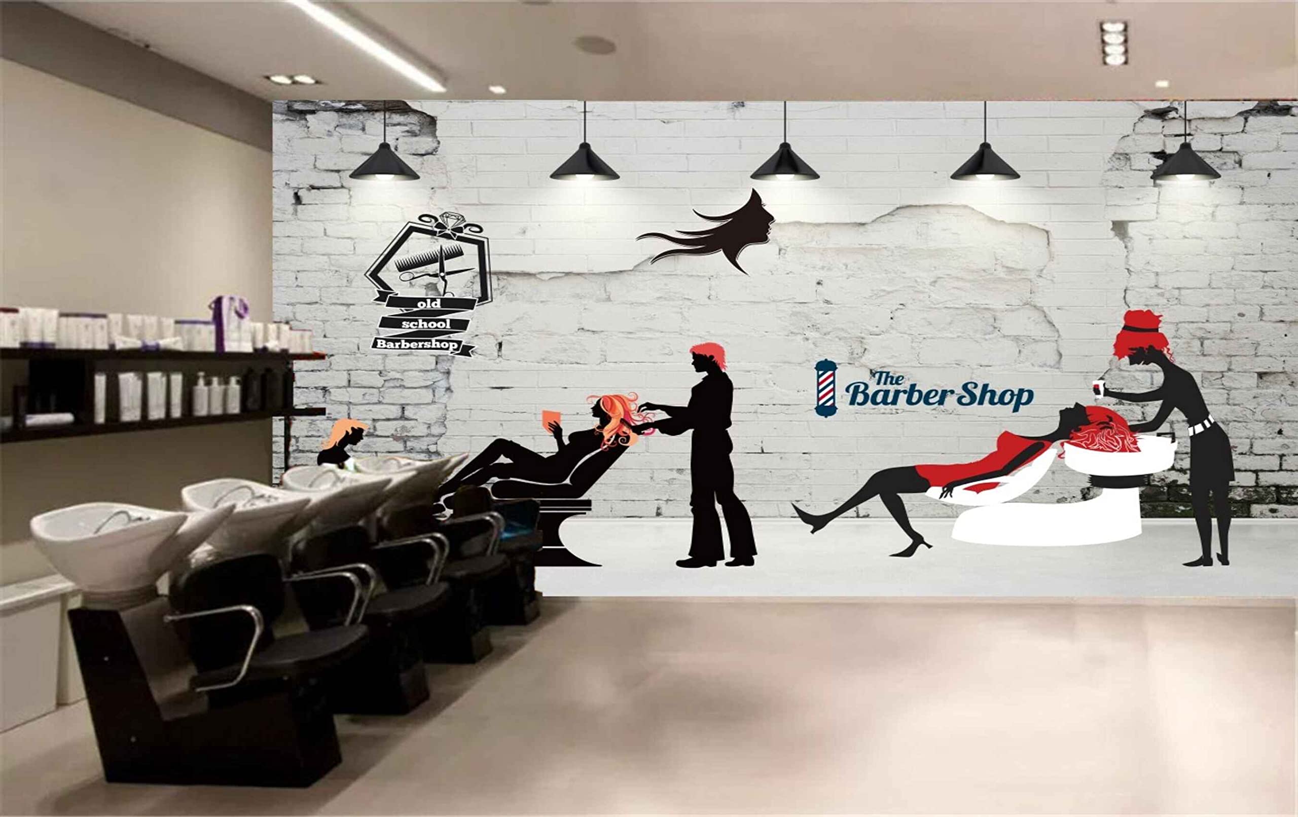 Mystic Walls MWZ3639 Barber Shop Salon Girls Fashion HD 3D Wallpaper for Salon Parlour[4 ft x 3 ft] / [122 cm x 91 cm]