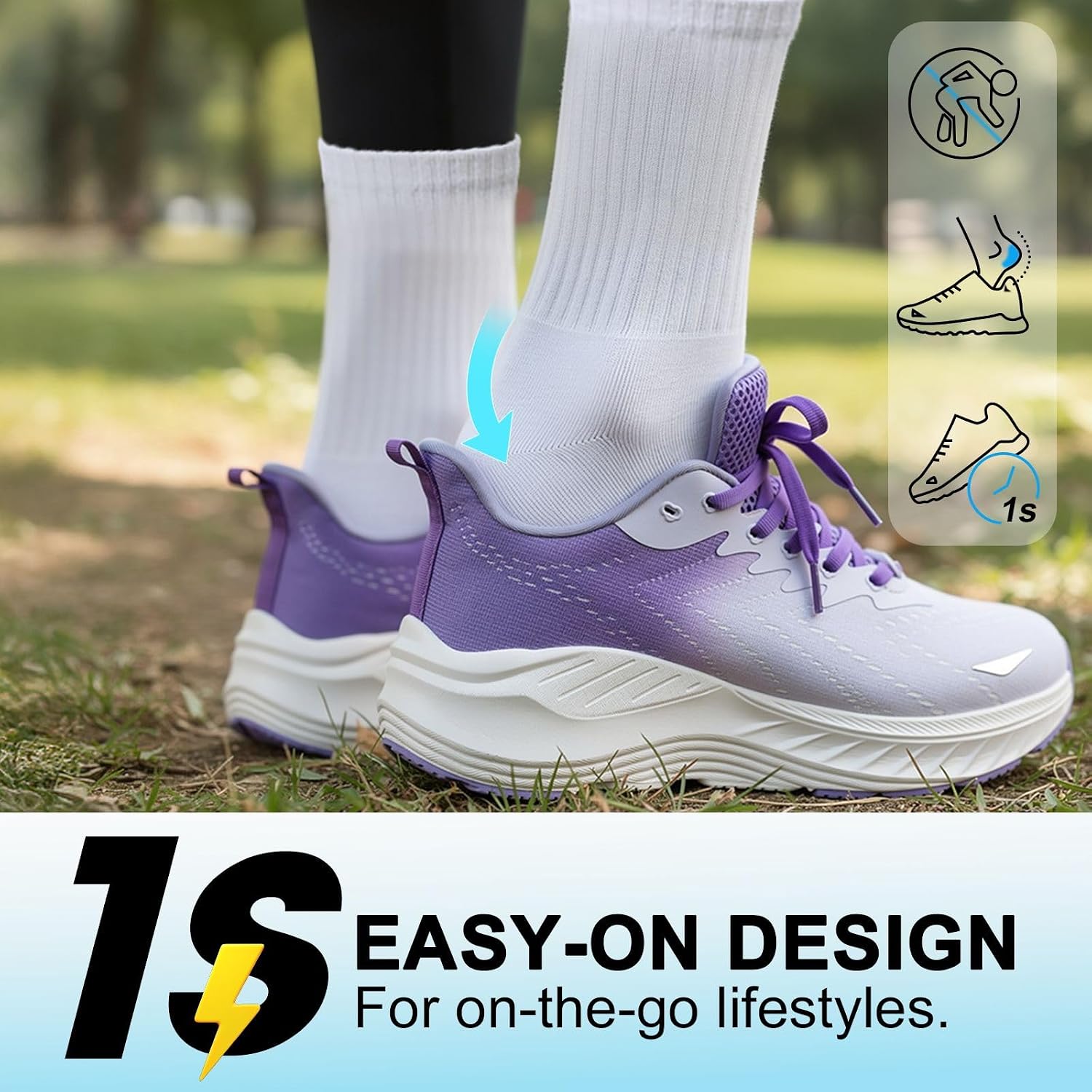 Women's Slip On Walking Shoes Wide Cushion Running Tennis Shoes with Arch Support Insole, Non Slip Sole for Nursing Workout Gym Athletic Fashion Sneakers 6-12