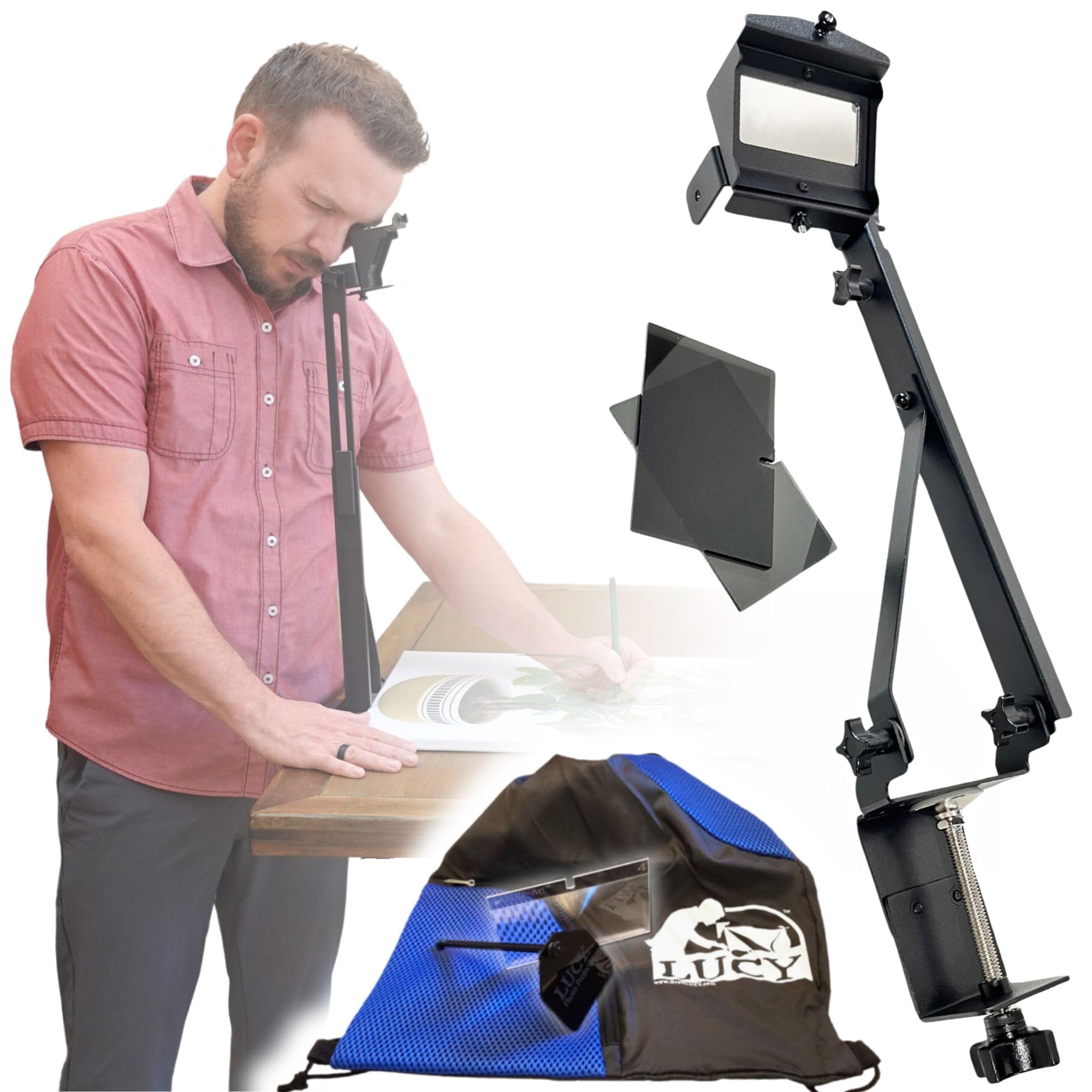 LUCY pro Drawing Tool with Photo Enlarger & Bag by Draw LUCY | Camera Lucida Photo Enlarging Accessory for Painting | LUCY Drawing Projector for Artists | Artistic Aid - Drawing Tool for Artists