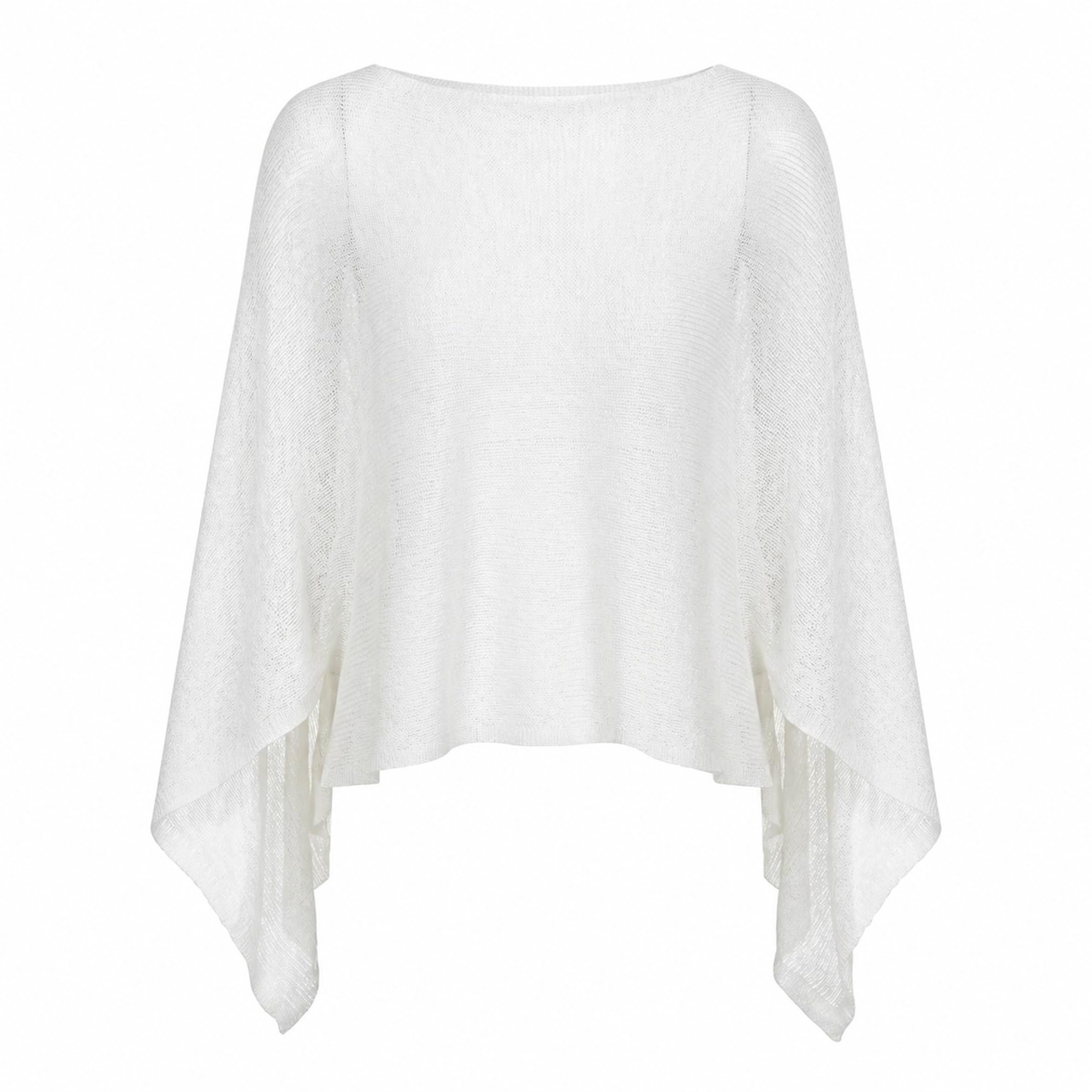 Transparenter Poncho für Damen durchsichtiger Strickponcho für Damen asymmetrisches Cape-Top mit Einer Schulter lässiger Stil Weiß
