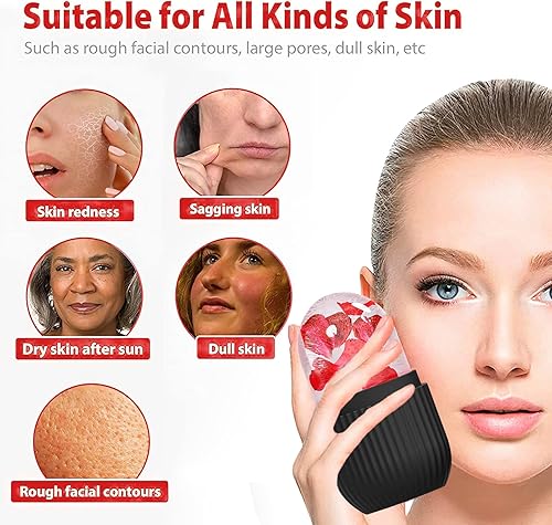 Miniatura 5 de Rodillo facial de hielo, molde de hielo para cara y ojos, herramienta de belleza de silicona reutilizable para masaje, acondicionamiento natural