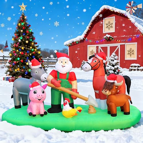 Miniatura 13 de DomKom Inflables de caballos Clydesdale de 9 pies para Navidad, primavera, granja, rancho gigante, animales inflables lindos, decoraciones para