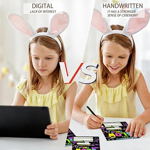 Miniatura 6 de Invitaciones de fiesta de cumpleaños con brillo neón, 20 unidades Let's Glow Crazy Theme Invitaciones de fiesta de cumpleaños con sobres-HBYQK-B02