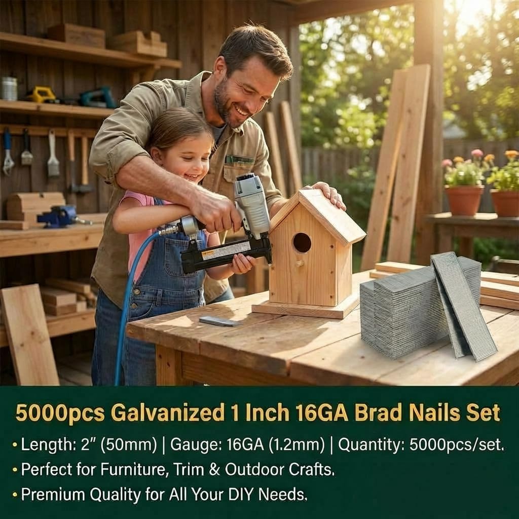 2500PC 2Inch 16 Gauge Galvanized Brad Nails, Finish Nails for RYOBI P326/P325/P326K/P326-PBP005 16GA Pneumatic & Cordless Brad Nailer view 3