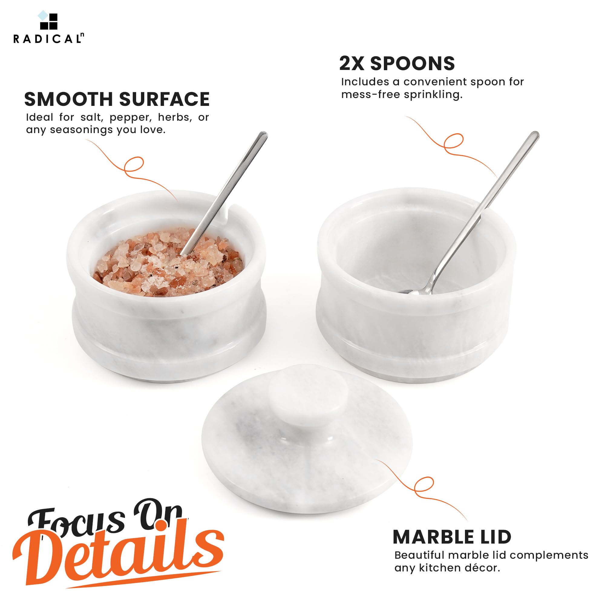 Radicaln Salière double de 12,7 cm et sucrier brun fait à la main – 5,1 cm par pot à herbes – Accessoires de cuisine – Idéal pour les bijoux, le beurre, le sucre et la décoration d'intérieur