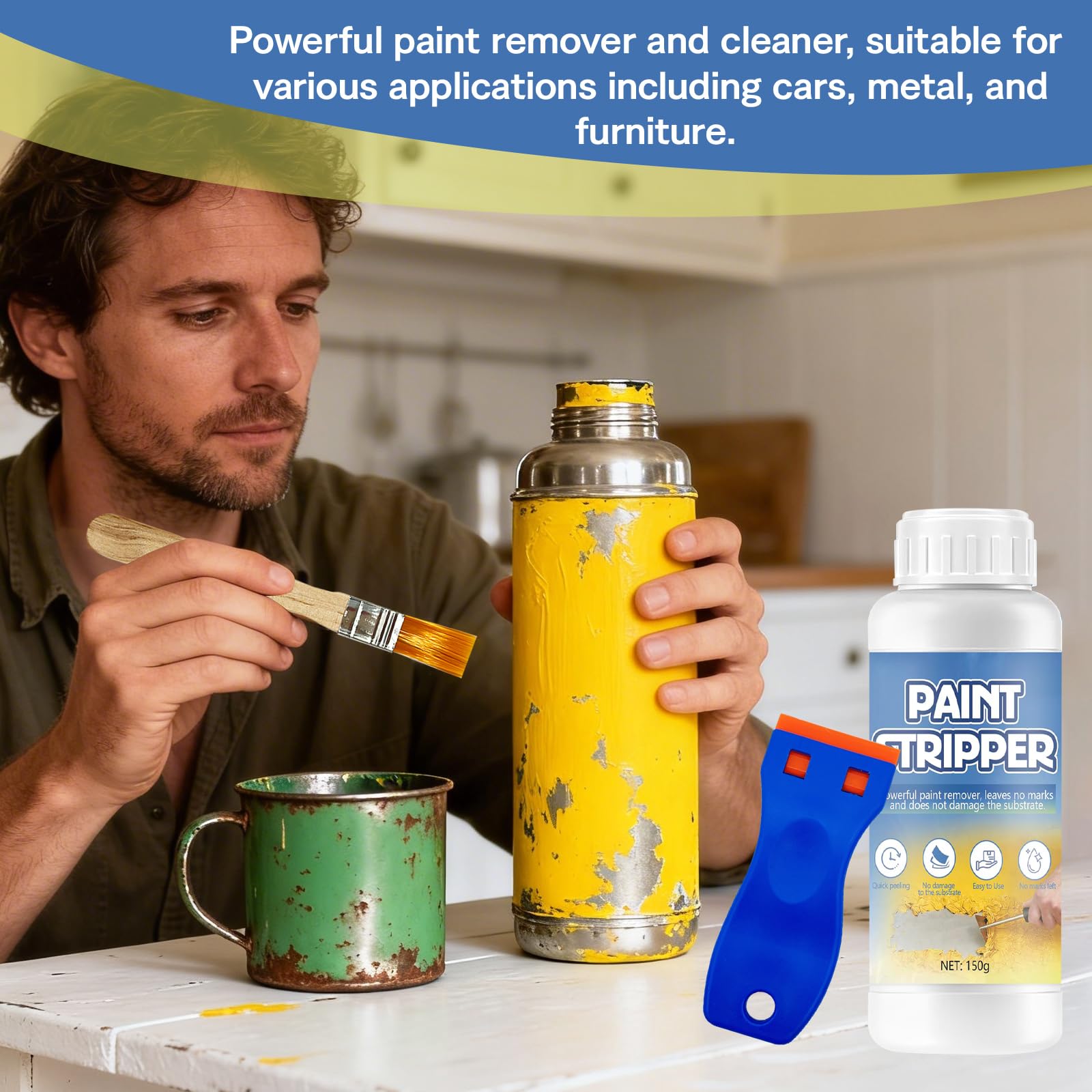 Décapant Universel 150g Décapant Peinture Pinceaux Bois Fer Métaux