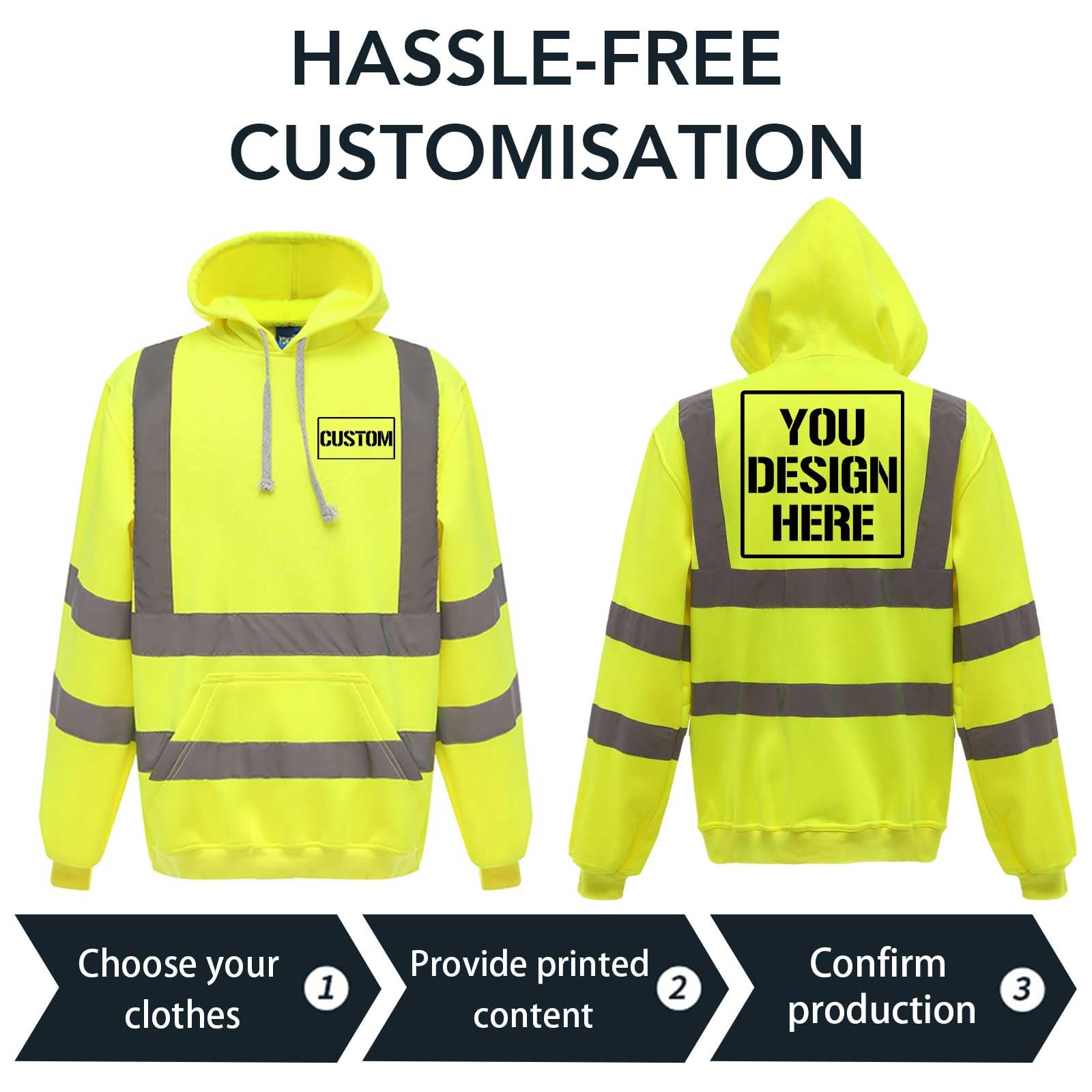 Spersonalizowana bluza z kapturem z nadrukiem Hi Vis High Vis dla mężczyzn odblaskowa bluza z kapturem o wysokiej widoczności sweter polar