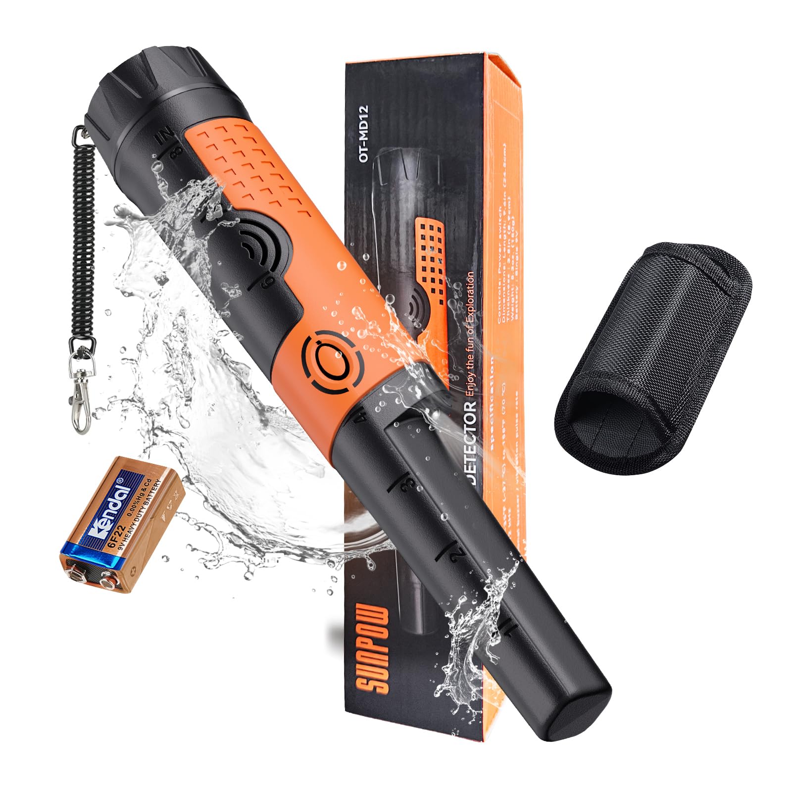 SUNPOW OT-MD12 Metal Detector, High Sensitivity, Waterproof, Handy, Lightweight, Treasure Hunt, Gold Detector, Pin Pointer Function, For Beginners, Adults and Children, Japanese Instruction Manual