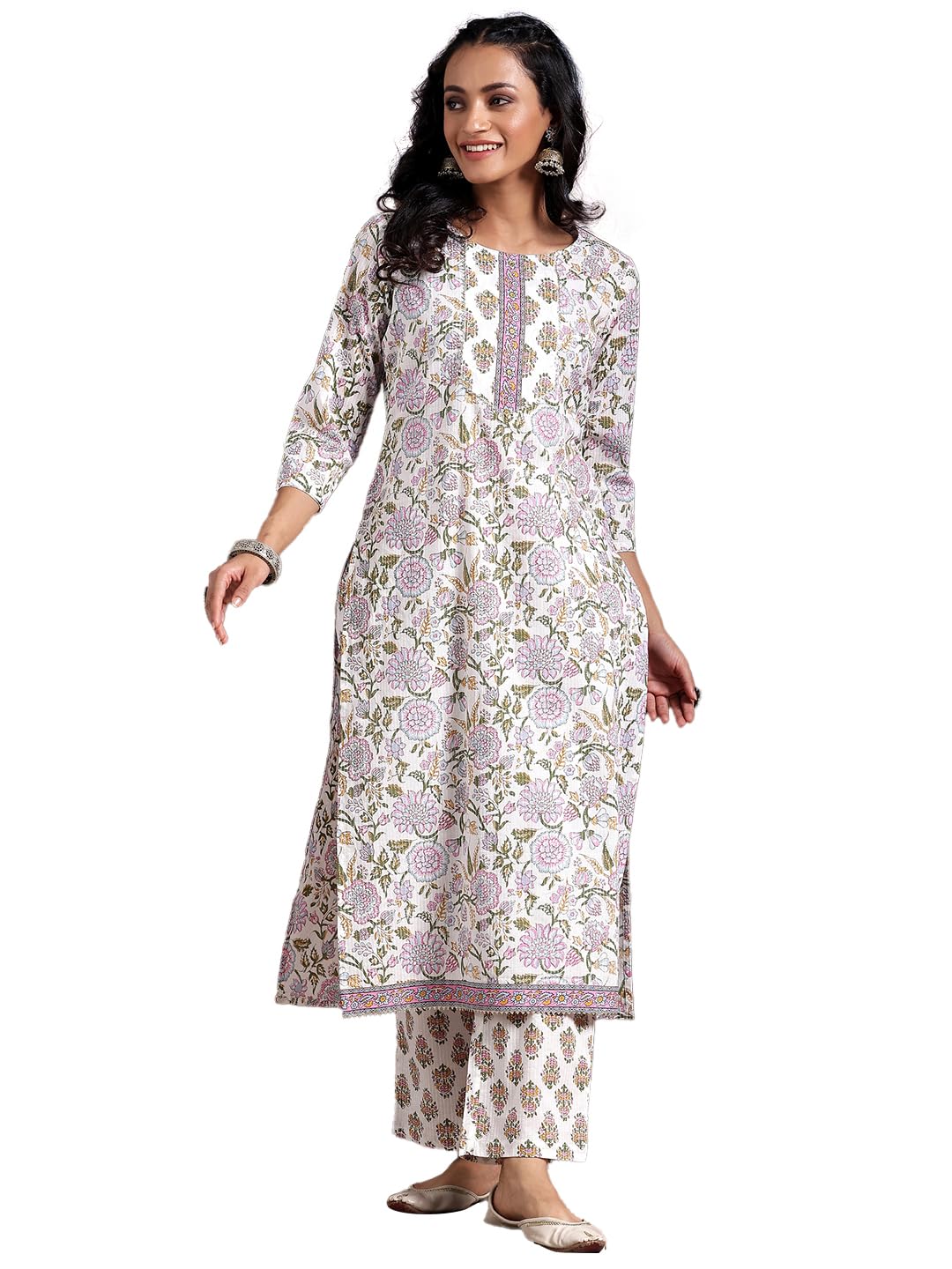 libas Womens Printed Cotton Straight Kurta With Trousers | daily wear suit-picture-49