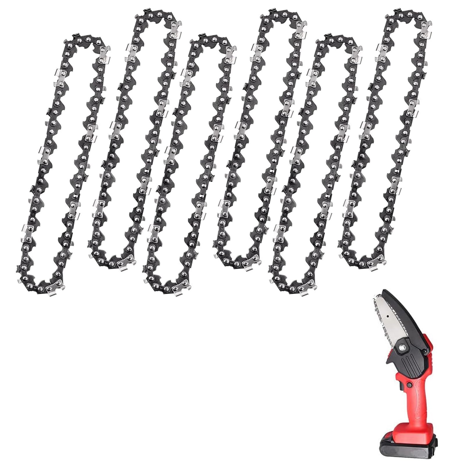 PRVCFZ 6 PCS 6 Inch Chainsaw Chains, Chainsaw Chains, Small Chainsaw Chains, Cordless Handheld Chainsaw Replacement Chainsaw Chains, and Steel Chainsaw Chains for Tree Chainsaw Chains, DFESNB06HYUK