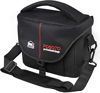FOSOTO Anti-Shock DSLR/SLR Camera Case Bag with Extra Raincover Compatible for Canon EOS 4000D 2000D 77D 6D MarkII 5D MarkII, Nikon D3500 D3200 D5600 D5300 D7500 Sony Panasonic Olympus Bridge Camera