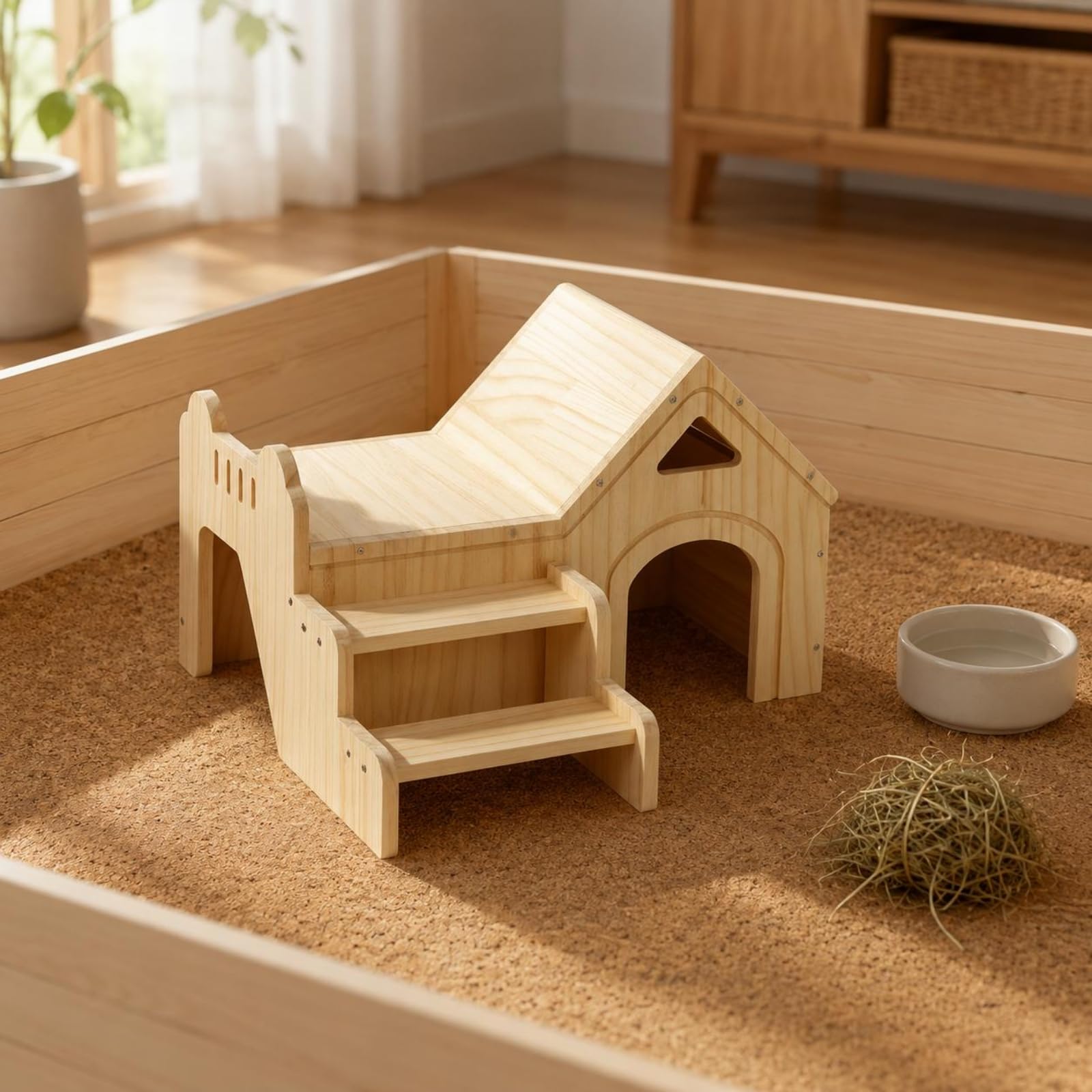 Casetta Legno Bordi Arrotondati Casetta Animale Viti Visibili Alloggio Animali per Nascondiglio