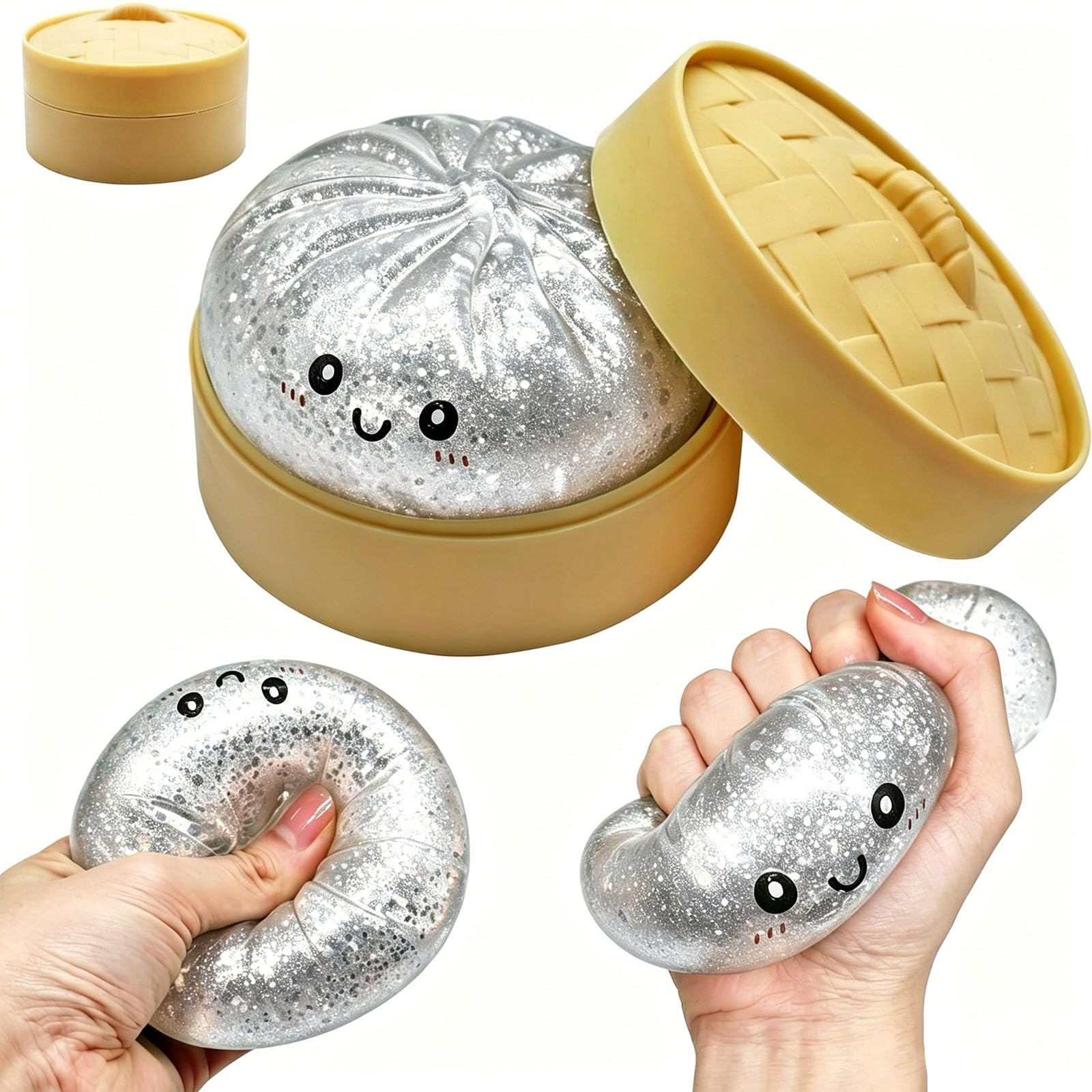 Glitter Dumpling Squishy Toys, Glitter Squishy Dumpling Toy with Mystery Box, Cute Rainbow Dumplings Soft Fidget Toy, Dough Ball Stress Relief Sensory Toys for Adults Kids Birthday Party Favor â image 1