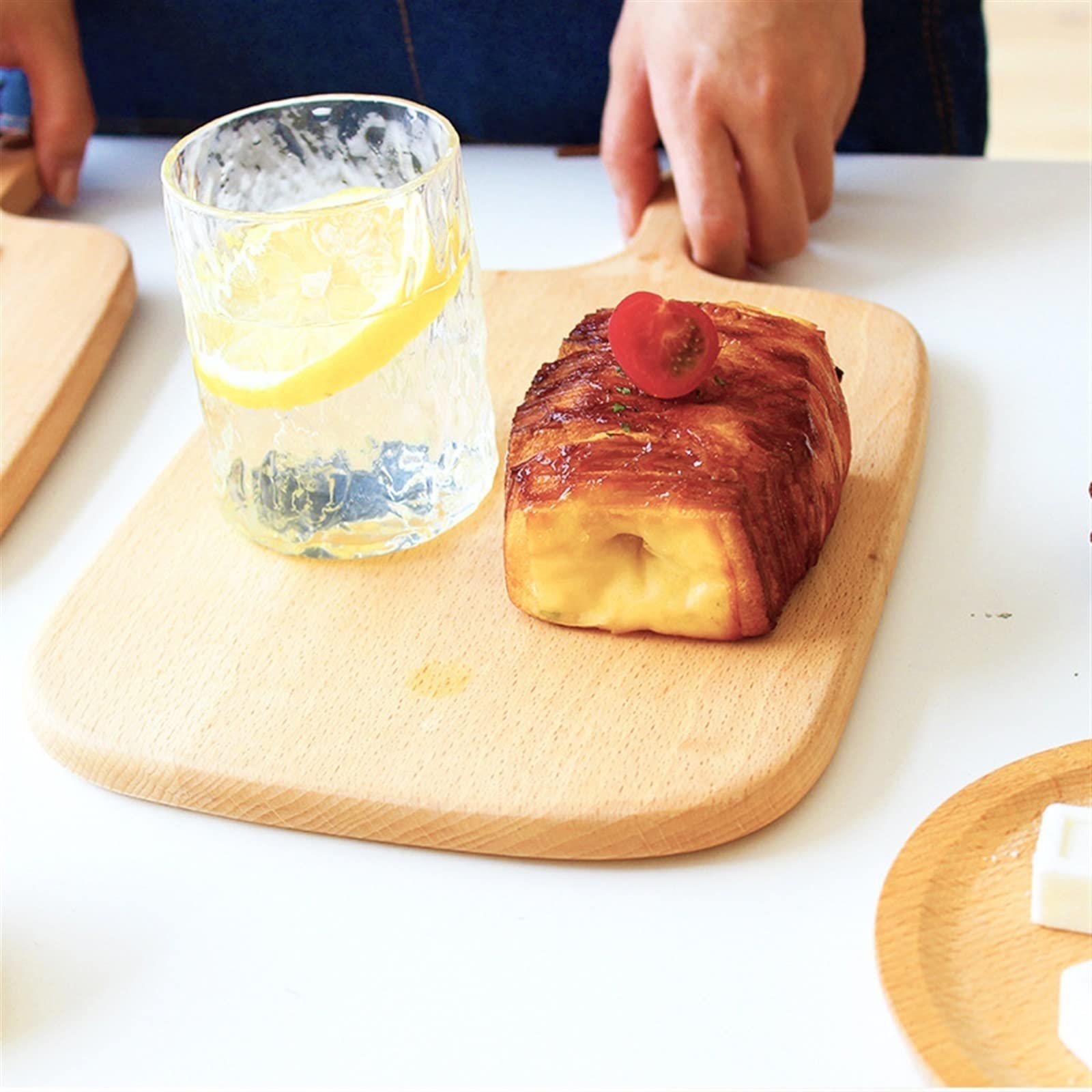 Tabla De Cortar Plegable, Tabla De Cortar De Calidad para Cocina, Bloques De Cortar De Madera De Haya Y Nogal, Tabla De Cortar para Pizza, Pan, Fruta, Sushi, Bandeja Par,1