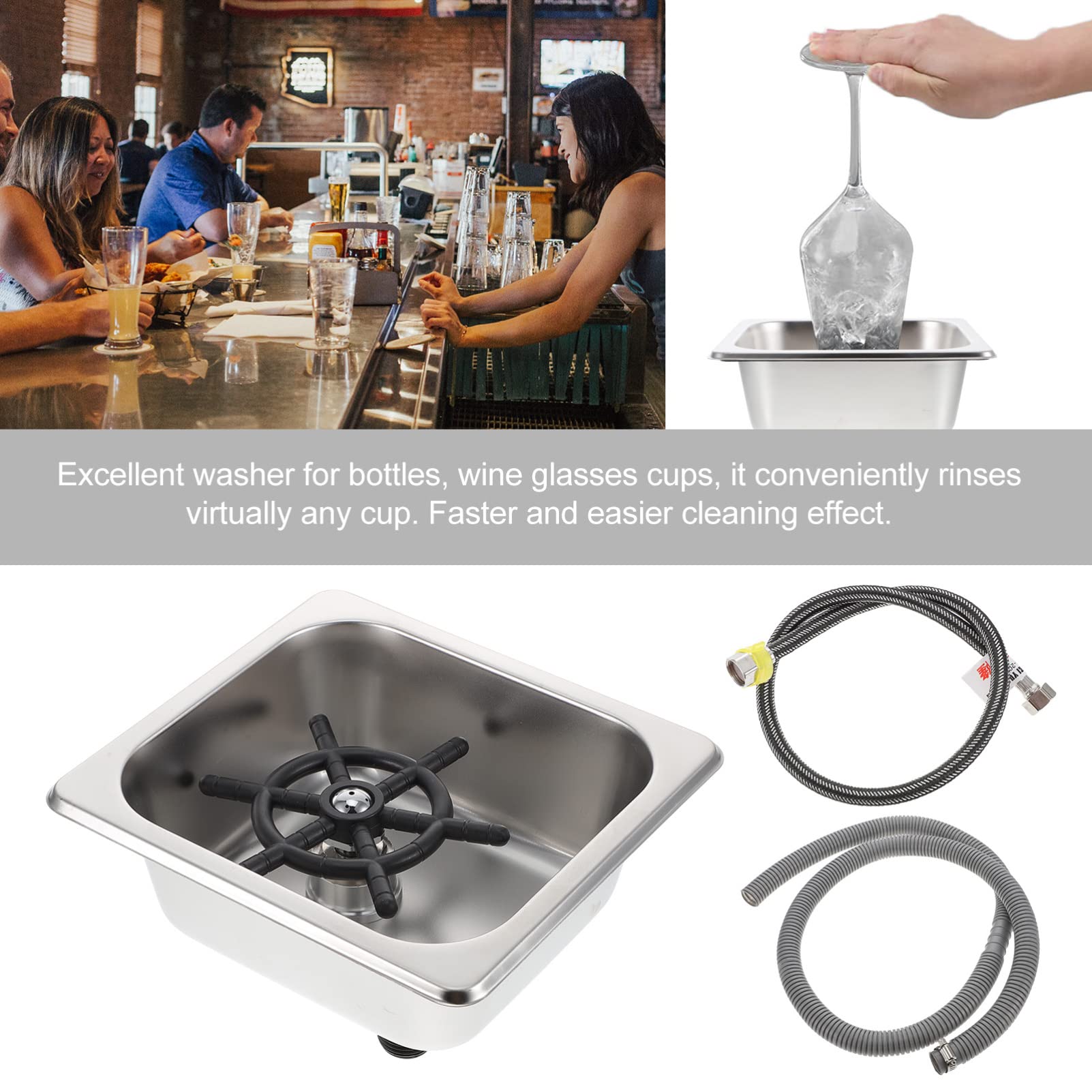 DOITOOL Edelstahl-gläserspüler Automatischer Für Bar Hochdruck-flaschenspüler Gläserspüler Für Kaffeetassen Bierbecher Milchbecher Getränkebecher Teetassen
