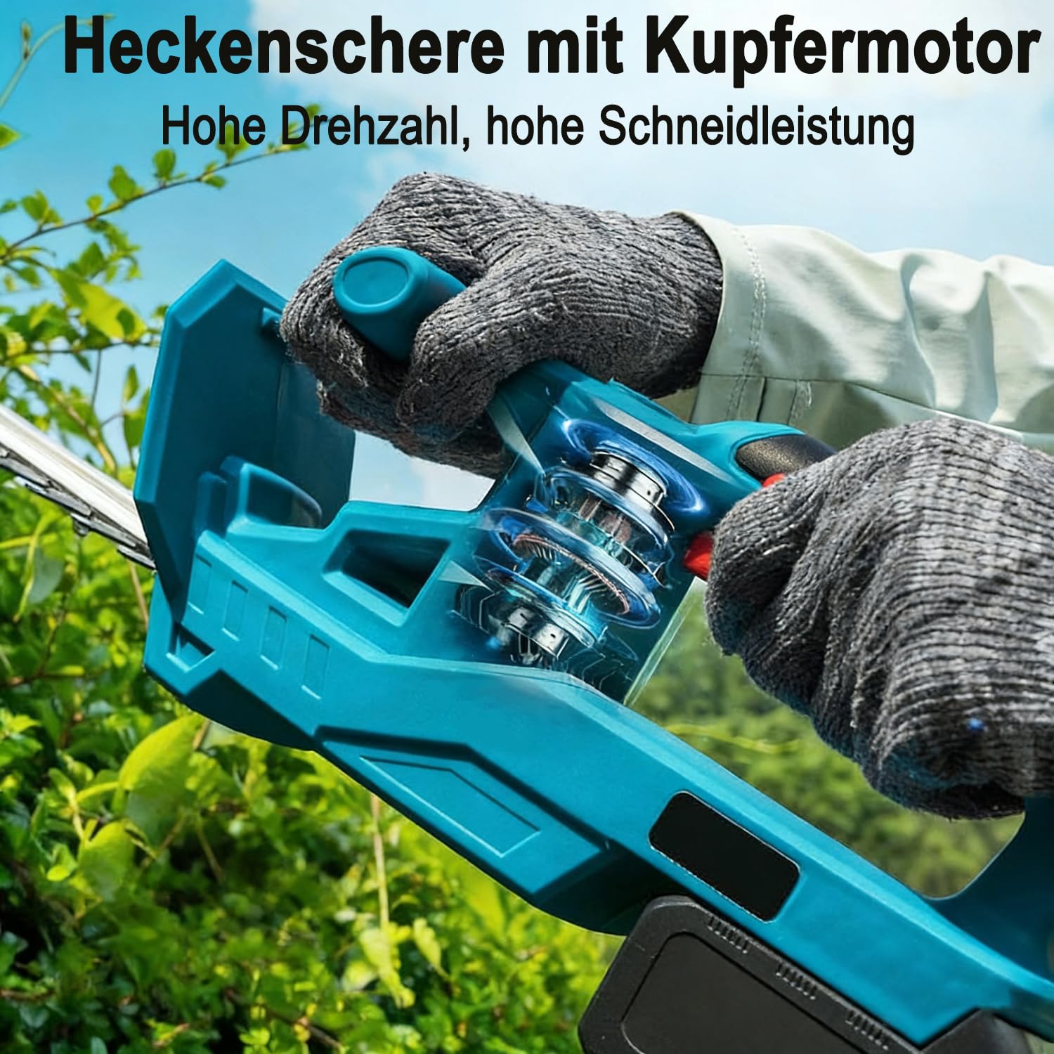 Akku-Heckenschere für Makita-18V-Akku,Elektrische Heckenschere mit 2 Akkus | 51 cm Schnittlänge, 15 mm Zahnabstand,Ergonomischer Griff,Leicht Elektro-Heckenschere für Garten, Sträucher und Hecken