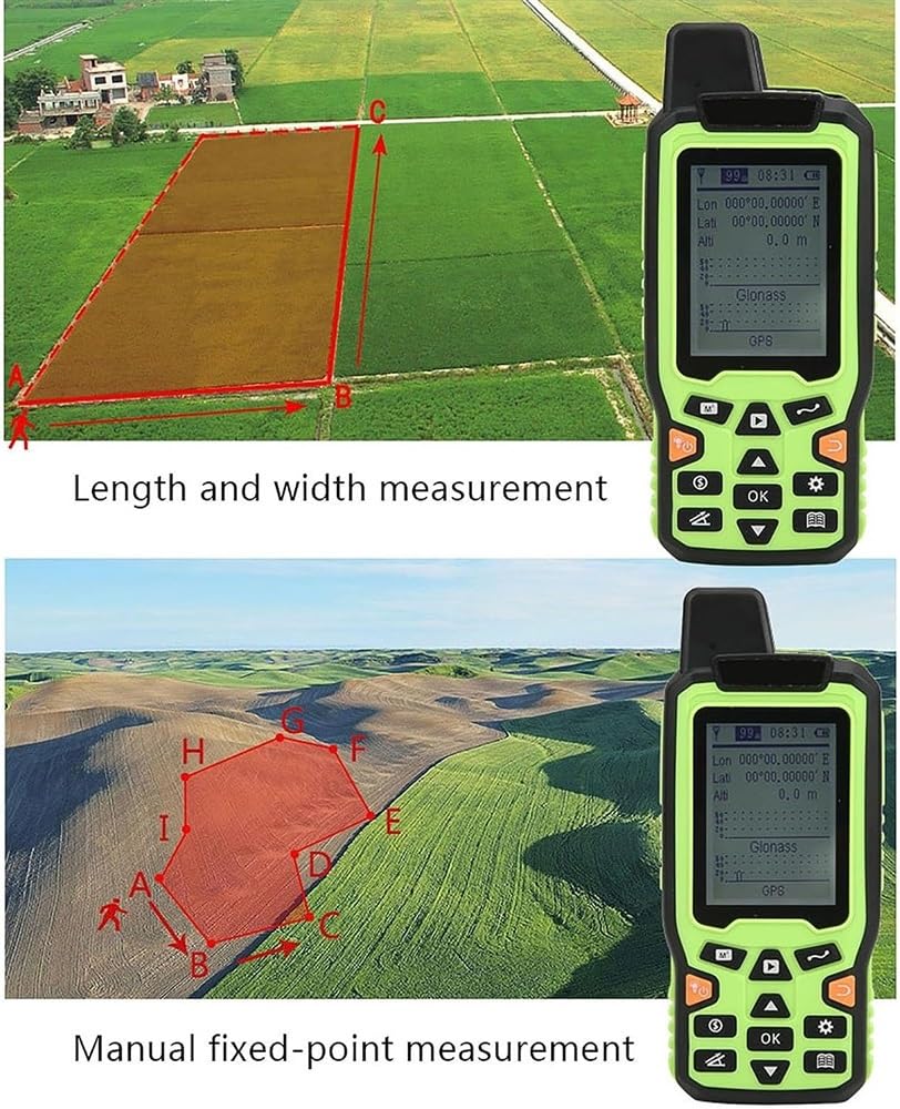 Ręczny miernik lądowania GPS, sprzęt do badania terenów, narzędzie do geodezji gruntów rolnych ze smyczą i ekranem podświetlenia 2,4", bateria 2500 mAh i obsługa transmisji głosowej, do pomiaru