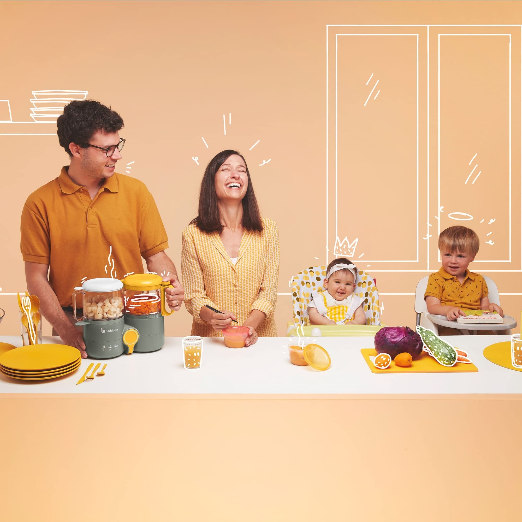 Badabulle B-Easy Robot Culinaire bébé 4 en 1 Cuisson vapeur douce, Mixage, Simple d'utilisation