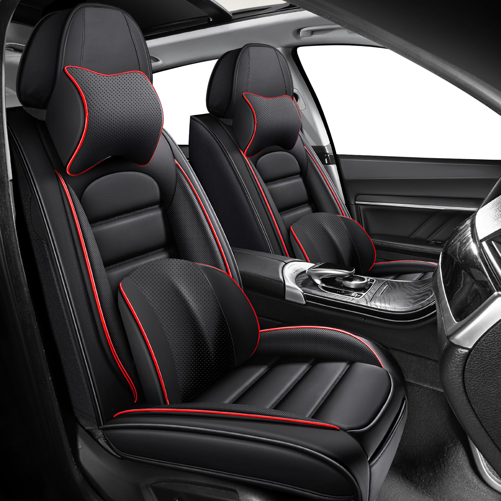 Megaseat Front Set for Toyota Corolla Cross Seat Covers 2022-2026, Waterproof Nappa Leather Car Seat Protector with Pillow, Anti-Slip & Comfortable