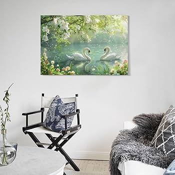 絵画　風景画　 湖畔　鴨　インテリア　額　パステルカラー　ほとり 絵画 風景画 湖畔 鴨 インテリア 額 パステルカラー ほとり 絵画