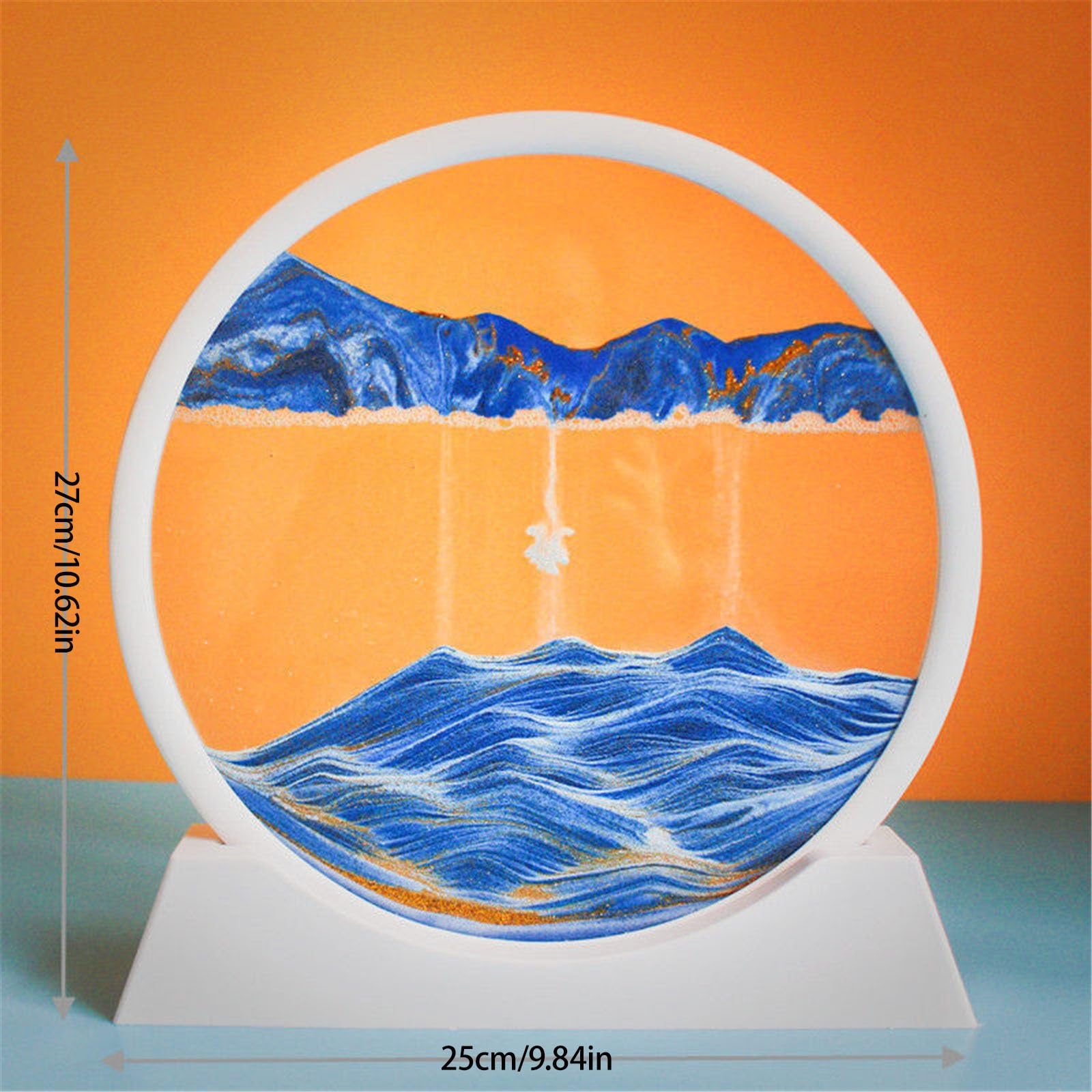 Ruchoma Sztuka Piaskowa 3D Dynamiczny Krajobraz Piaskowy Relaksująca Sztuka Na Biurko Ruchomy Piasek Do Domowego Biura, Salonu, NarzęDzie Do Medytacji(Yellow,12in)
