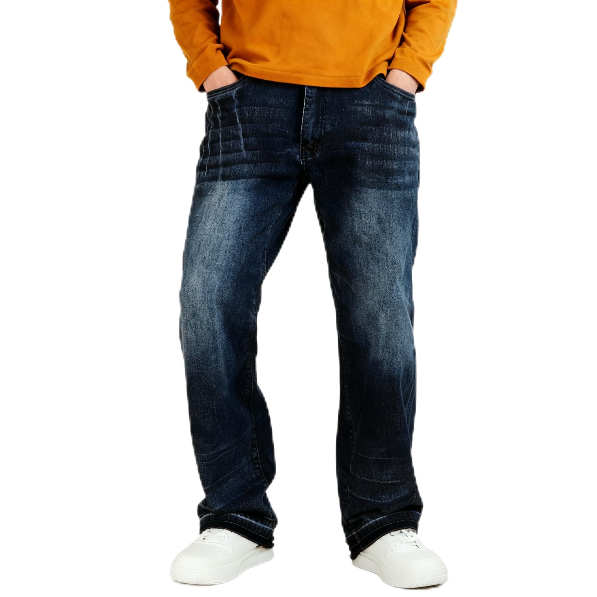 Ripped Jeans Men Barrel Relaxed Fit Baggy Jeans for Mens y2k Long Trousers Loose Wide Leg Denim Pants