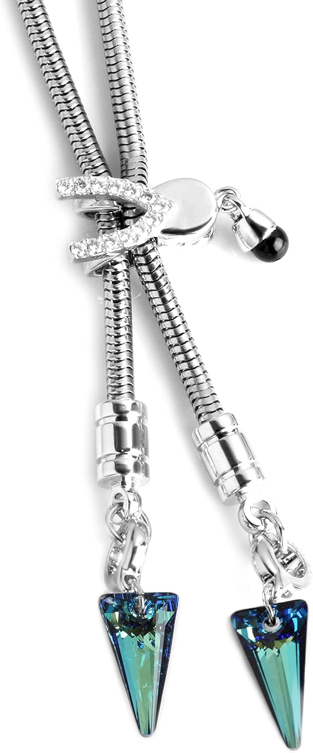 Bolo Tie Metal Tie Crystal Snake Chain Runway X3 Edition - Spike Bermuda Blue