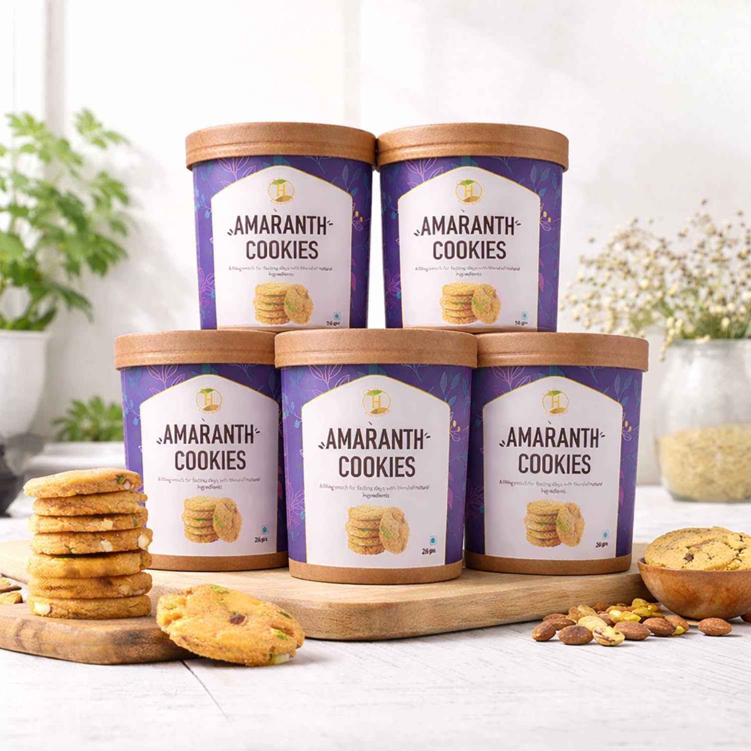 Healthy Lives® Amaranth Farali Biscuits Cookies for Fasting | Tasty, Healthy & Delicious Fast Cookies for Adults & Kids | Made with Jaggery, Butter Milk (100g, Pack of 5)