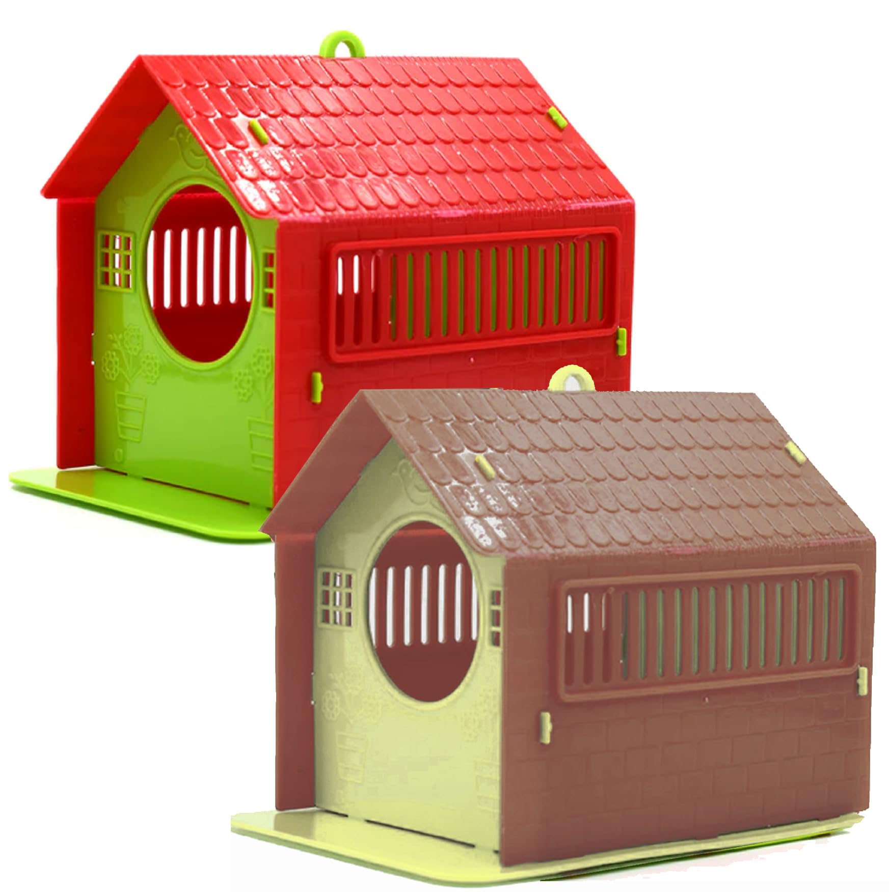 Mopslik - Plastic Bird House Nest for Balcony and Garden Hanging for Small Birds (Brown Beige and Red Green) (B0CFG369HG) Amazon Price History, Amazon Price Tracker