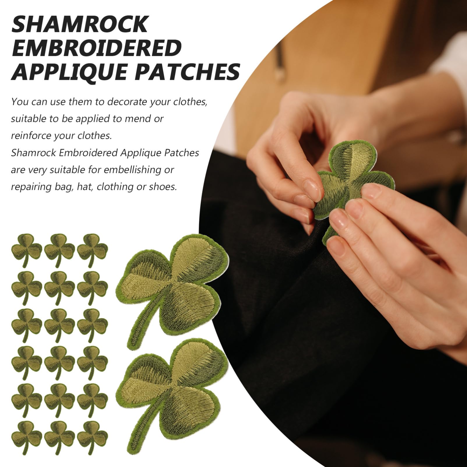 STOBOK 100pezzi Patches Ricamati Shamrock Per Capi e Accessori Toppe Termoadesive Per Riparazioni e Decorazioni Di Vestiti Jeans Cappelli Shirt
