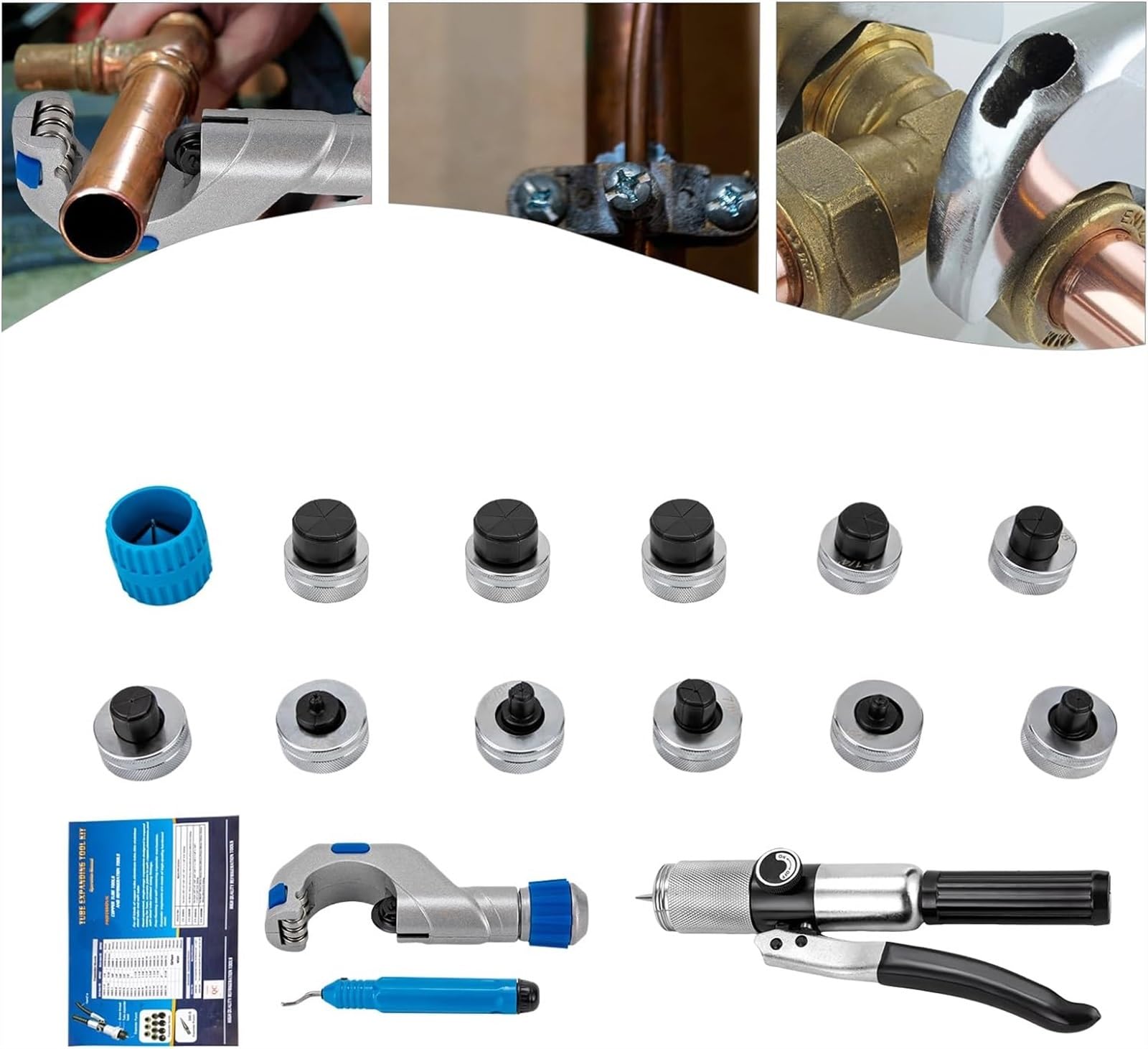 Kit d'outils hydrauliques pour Tubes avec Coupe-Tubes Outil d'expansion de Tubes hydrauliques pour Tubes en cuivre Expansion et sertissage de Tubes en cuivre