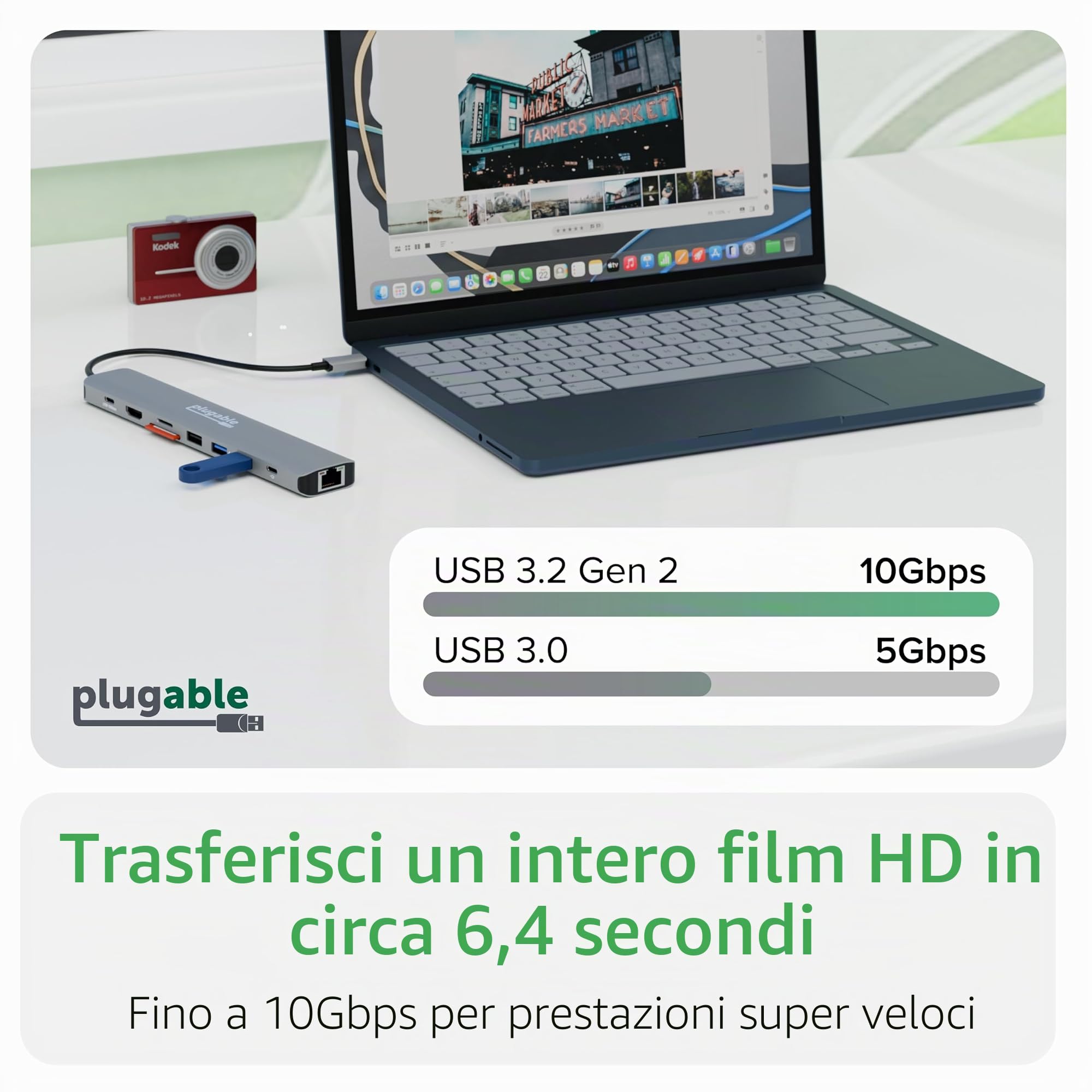 Plugable Hub USB-C 9 in 1 con alimentazione da 140 W