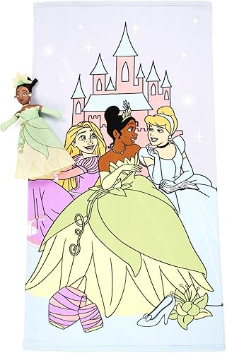 Jay Franco Disney Princess - Juego de toallas de baño y compañeros de baño para niños, incluye toalla de microfibra de 25 x 50 pulgadas y Tiana