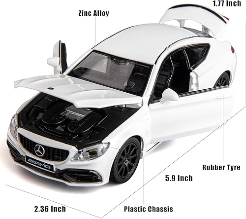 Miniatura 2 de Coche de aleación de fundición a presión 132 modelo Mercedes-Benz C63 AMG coche de juguete blanco
