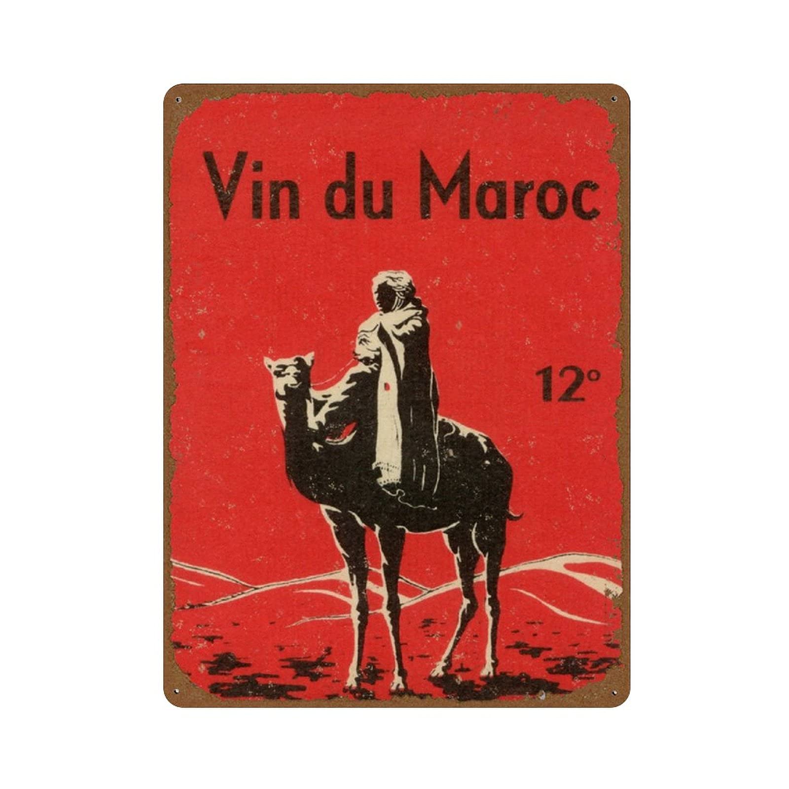 Moroccan Wine Morocco Vintage Beers Wines & Spirits Art Deco Poster Novelty 12x16 Tin Sign Metal Poster Wall Funny Man Cave Cool Wall Door Plaque New Warning Sign Aluminum Metal Tin Metal Sign