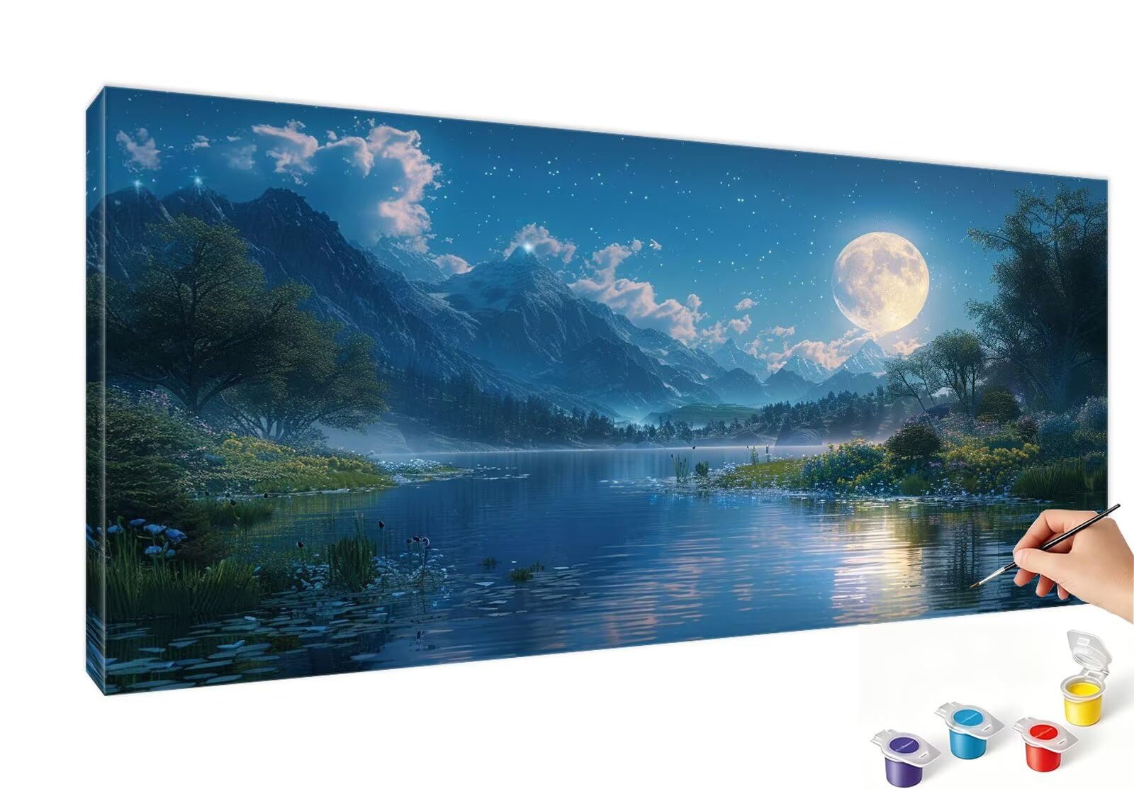 Pintar por Numeros 100x200cm Lago Pintar por Numeros Adultos Montaña Paint by Numbers Adult, Cuadros para Pintar con Pinceles y Pigmento, Manualidades Adultos para Decoración Pared (Sin Marco) RB-800