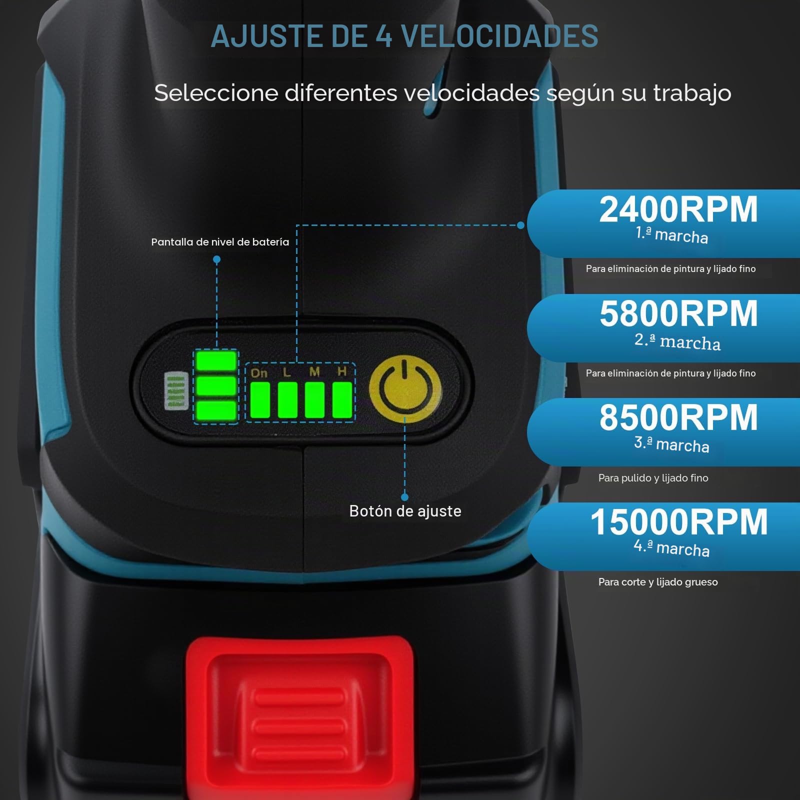 Mini Amoladora Angular a Bateria 21V 125mm, Motor Sin Escobillas 15000RPM