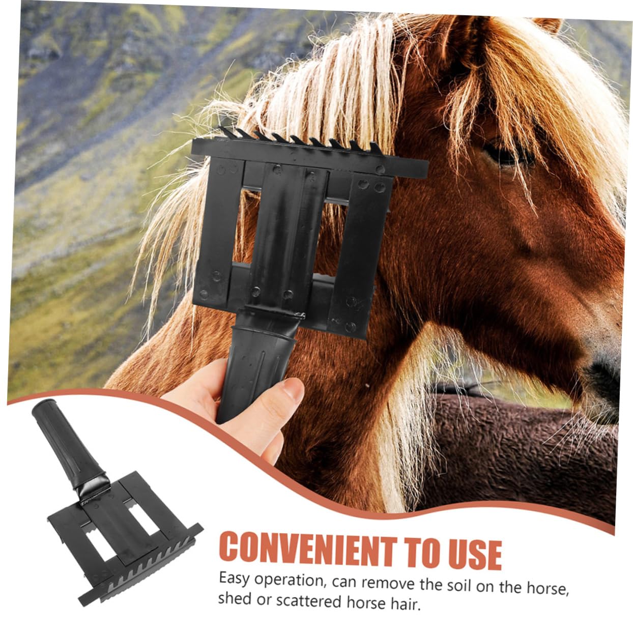 INOOMP 2pezzi Spazzola Per Toelettatura Crine Di Cavallo Pettine Metallico Per Pulizia Pelo Grande Animale Rastrello Portatile Per Cavalli e Bovini