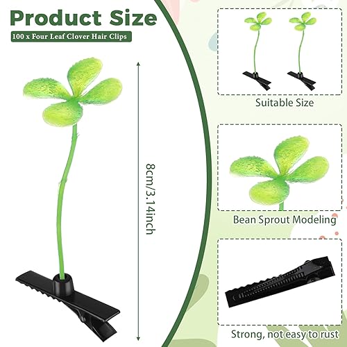Miniatura 3 de 100 pinzas para el cabello con brotes de frijoles, horquillas divertidas para plantas, brotes de hierba, flores, mariposas, hongos, accesorios para
