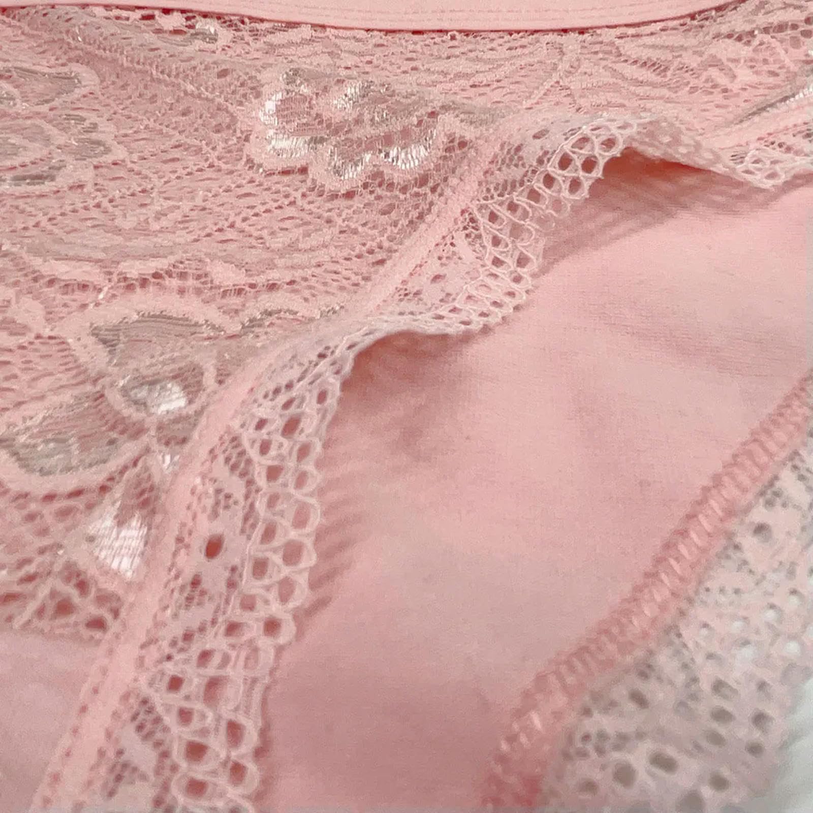 Bielizna damska, 5 sztuk Zestaw Sexy Low Rise Bielizna Miękkie Bielizna Koronkowe Przezroczyste Damskie Bawełniane Figi Damskie Majtki R007-XL (60-70kg)