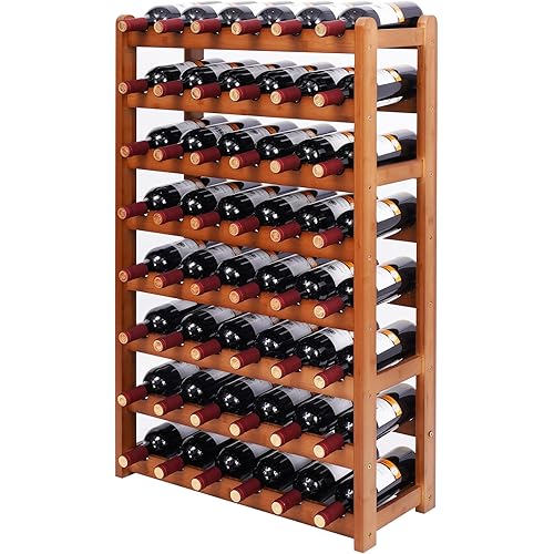 Wine Rack Freestanding Floor Wine Racks countertop Storage for Kitchen Dining Room Basement Wine Cellar or bar Bamboo